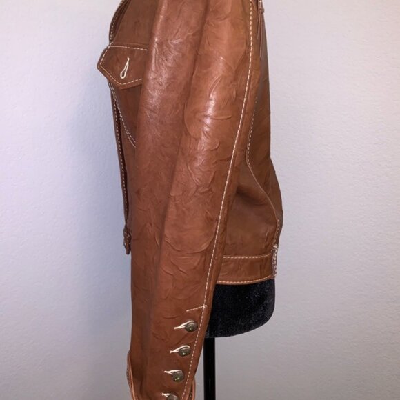 Royal Plush Crinkled Leather Jacket - Picture 3 of 6
